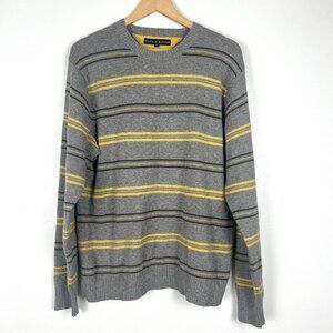 Tommy Hilfiger Soft Lambswool Gray Striped Sweater Men’s L Preppy Y2K Business